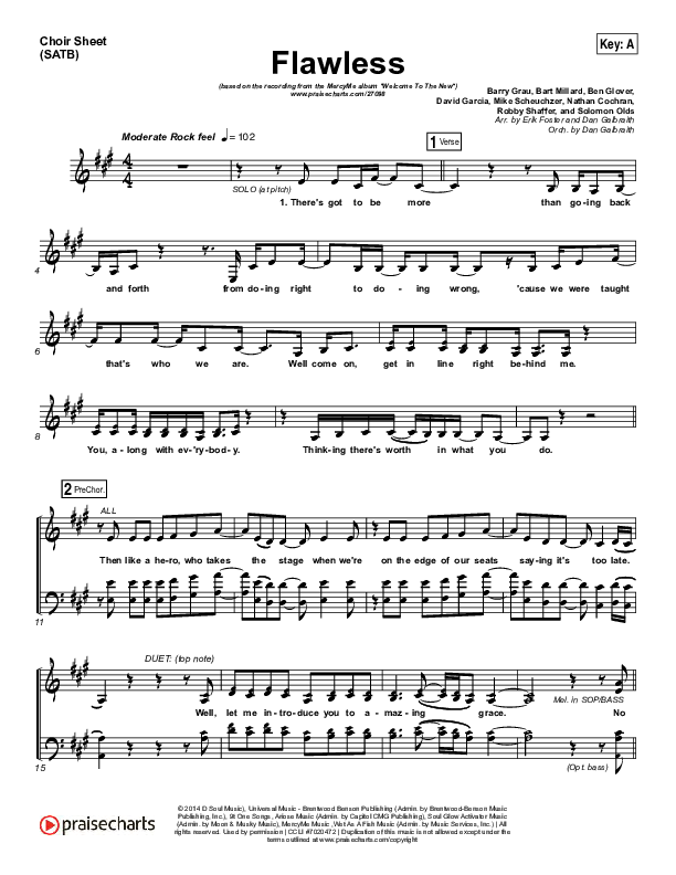 Flawless Choir Sheet (SATB) (MercyMe)