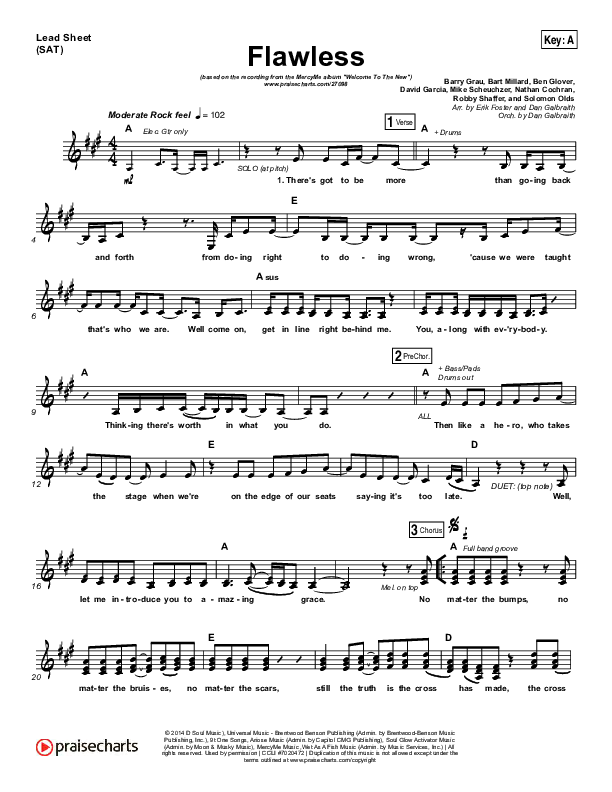 Flawless Lead Sheet (SAT) (MercyMe)