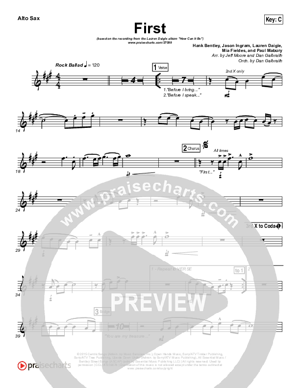 First Alto Sax (Lauren Daigle)