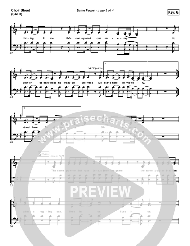 Same Power Choir Sheet (SATB) (Jeremy Camp)