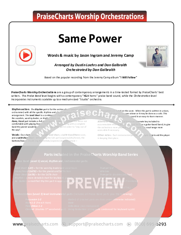 Same Power Cover Sheet (Jeremy Camp)