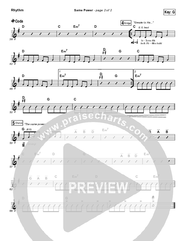 Same Power Rhythm Chart (Jeremy Camp)