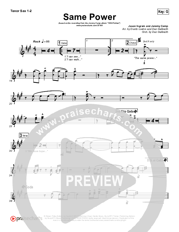 Same Power Tenor Sax 1/2 (Jeremy Camp)
