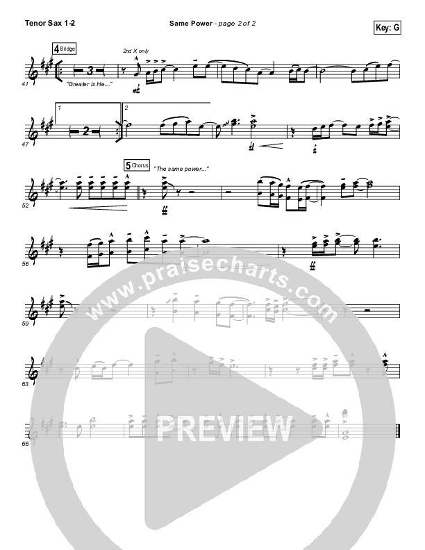 Same Power Tenor Sax 1/2 (Jeremy Camp)