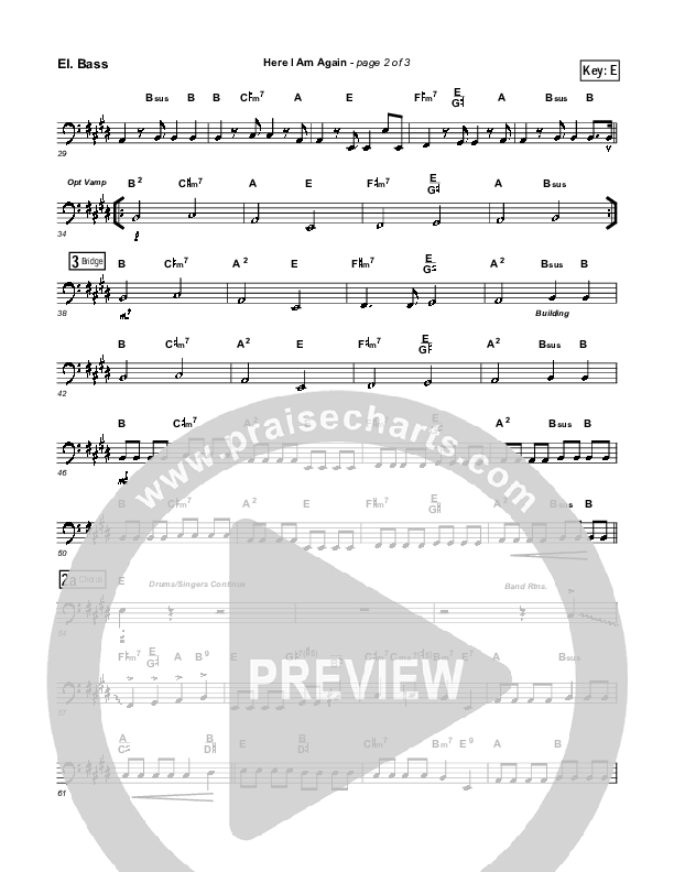 Here I Am Again Bass Guitar (Tommy Walker)