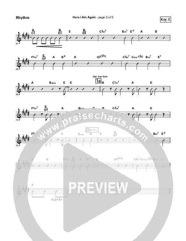 Here I Am Again Rhythm Chart (Tommy Walker)