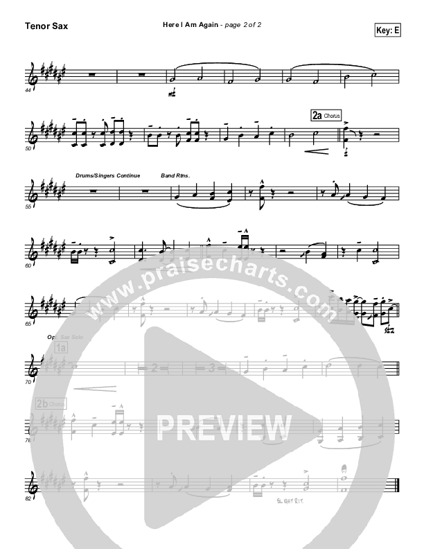 Here I Am Again Tenor Sax 2 (Tommy Walker)