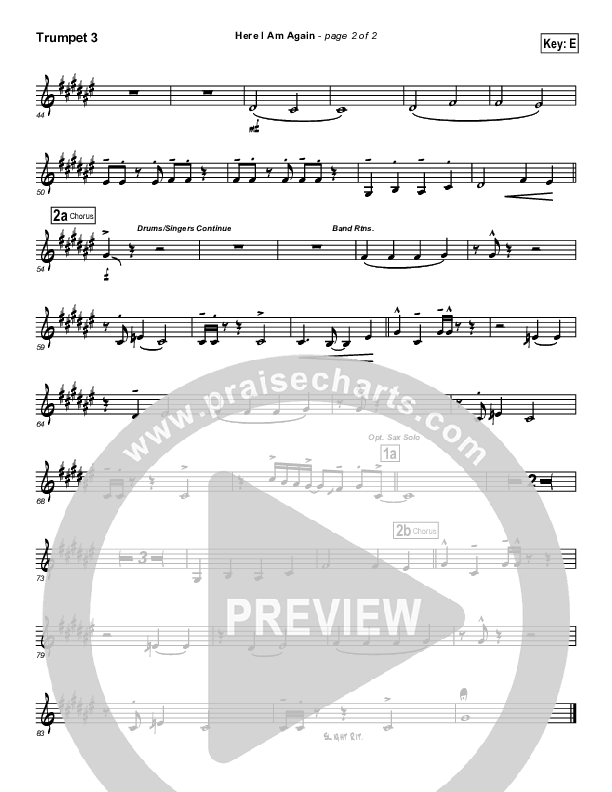 Here I Am Again Trumpet 3 (Tommy Walker)