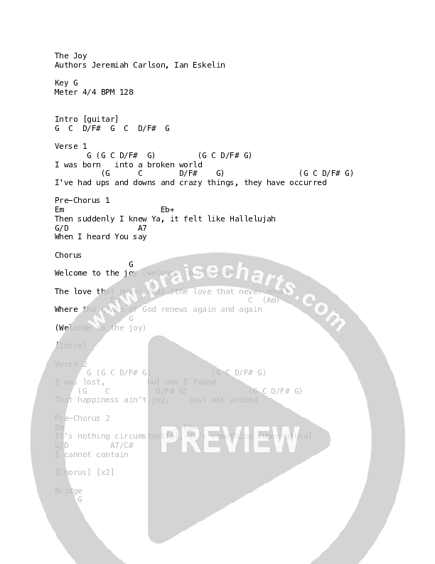 Joy Chords & Lyrics (The Neverclaim)