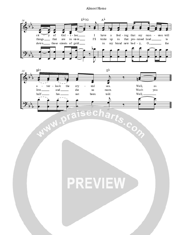 Almost Home Lead Sheet (SAT) (Triumphant Quartet)
