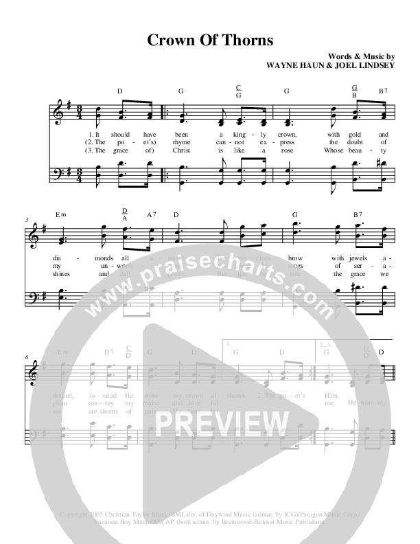 Crown of Thorns Lead & Piano (Brian Free & Assurance)