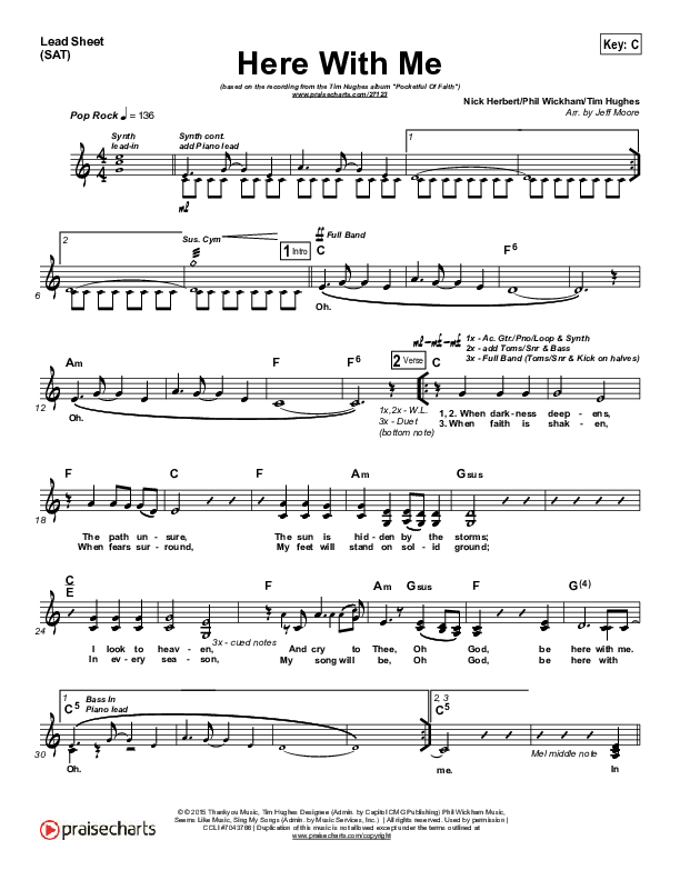 Here With Me Lead Sheet (Tim Hughes)