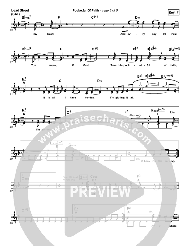 Pocketful Of Faith Lead Sheet (SAT) (Tim Hughes)