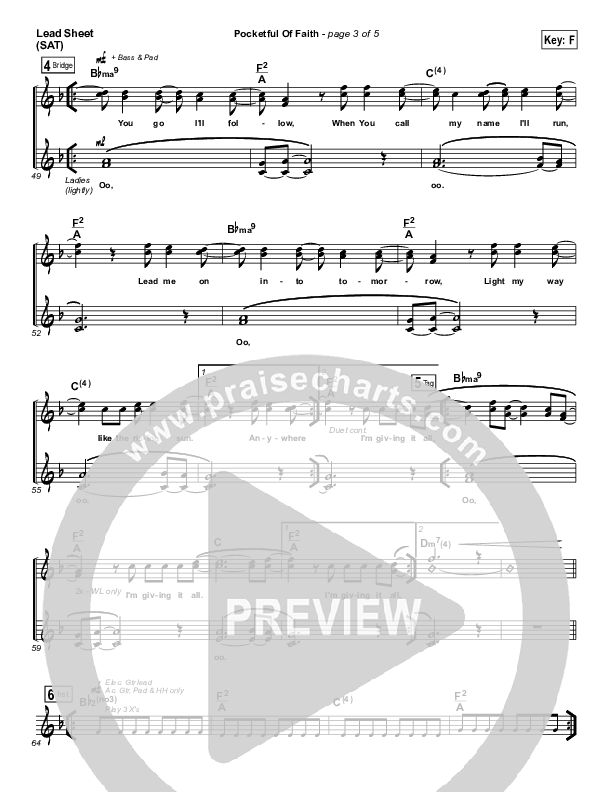 Pocketful Of Faith Lead Sheet (SAT) (Tim Hughes)