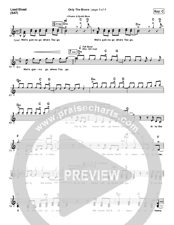 Only The Brave Lead Sheet (Tim Hughes)