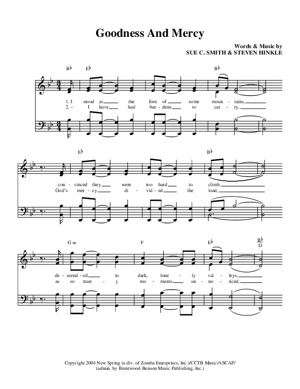 Goodness And Mercy Lead & Piano (Brian Free & Assurance)