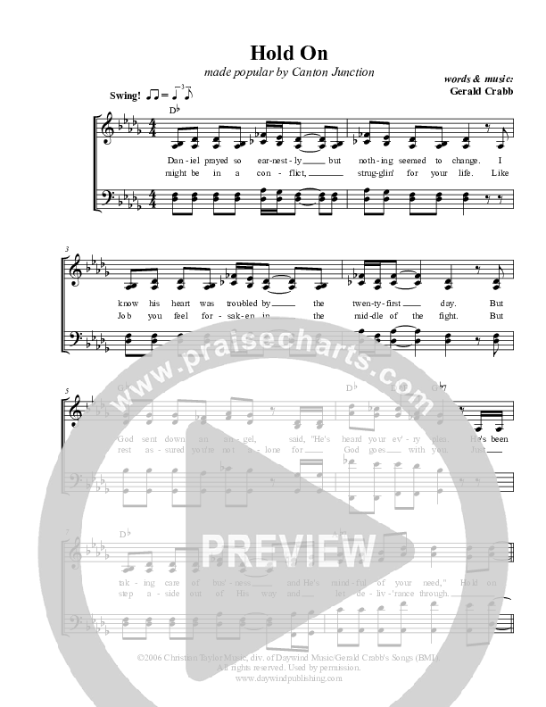 Hold On Lead Sheet (SAT) (Canton Junction)