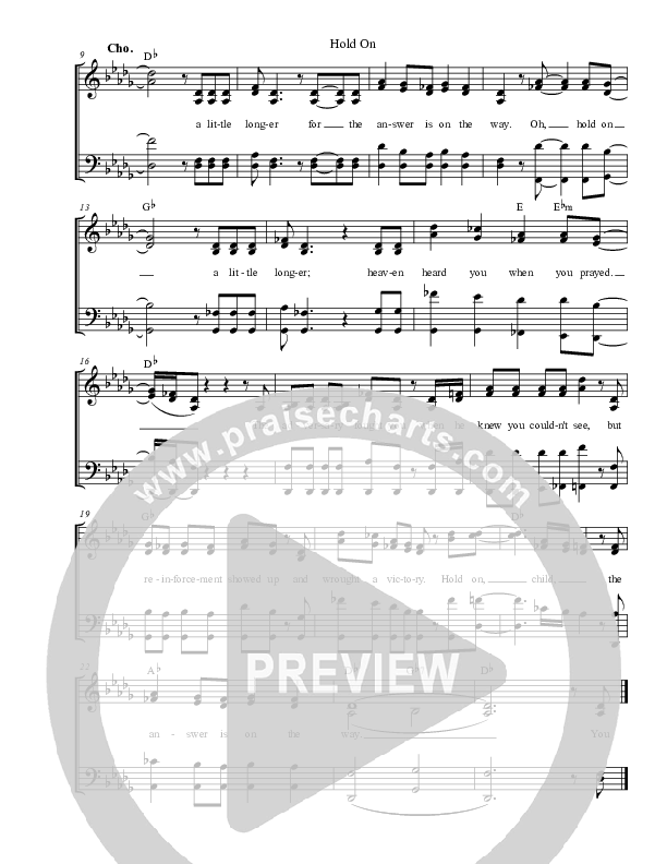 Hold On Lead Sheet (SAT) (Canton Junction)