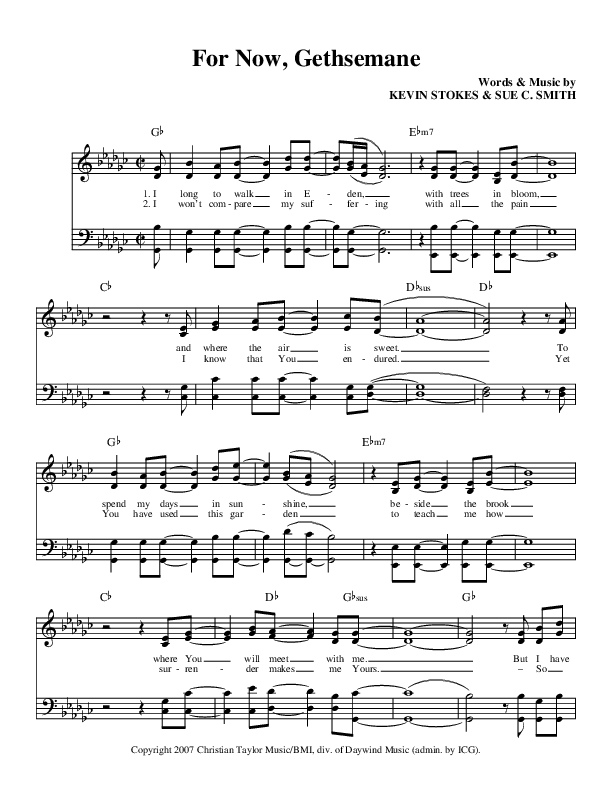 For Now Gethsamane Lead & Piano (Brian Free & Assurance)