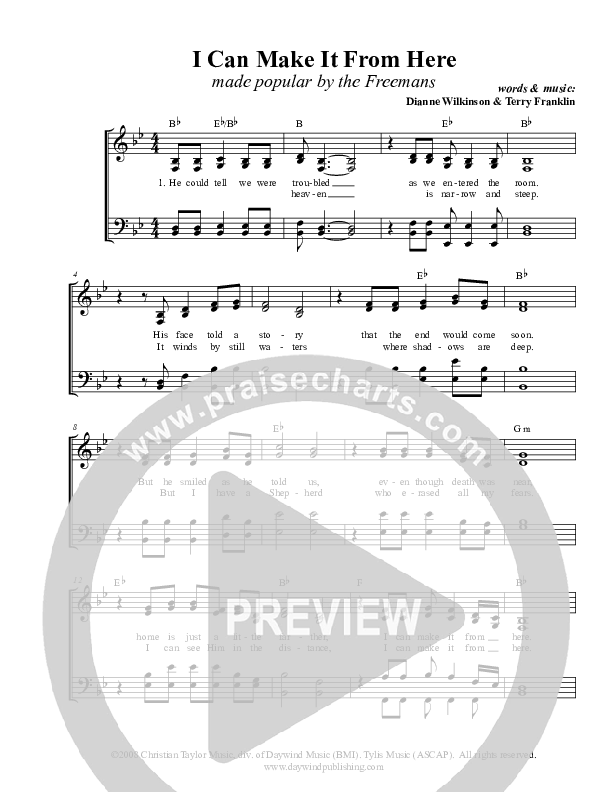 I Can Make It From Here Lead & Piano (Freemans)