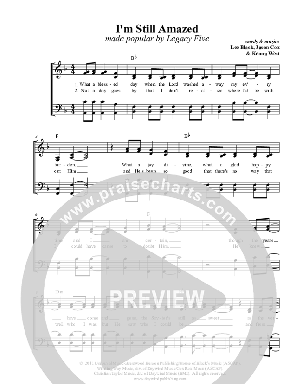 I'm Still Amazed Lead & Piano (Legacy Five)