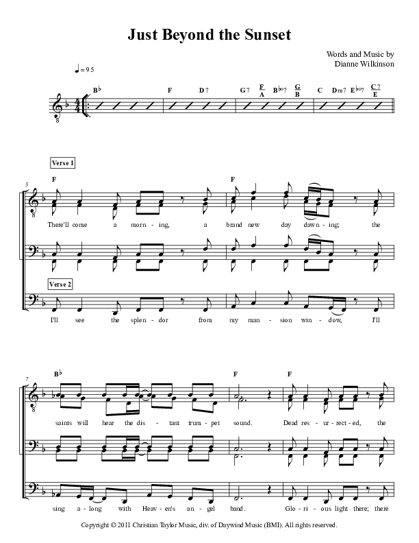 Just Beyond The Sunset Lead & Piano (Kingdom Heirs)