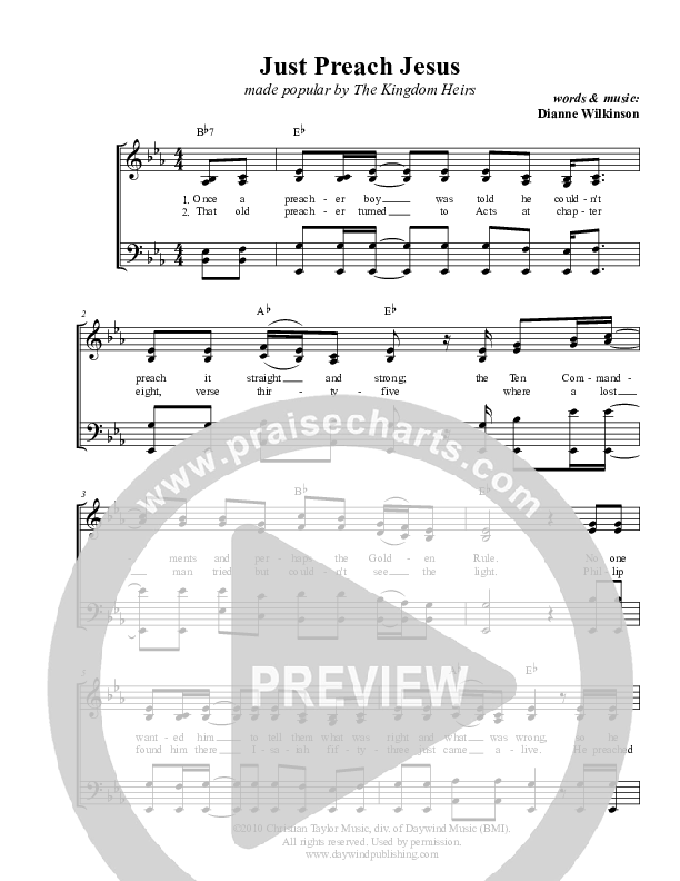 Just Preach Jesus Lead & Piano (Kingdom Heirs)