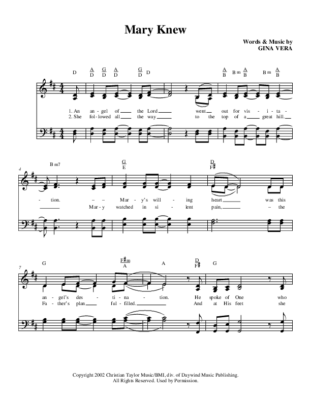 Mary Knew Lead & Piano (Brian Free & Assurance)