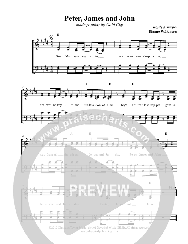 Peter James And John Choir Sheet (SATB) (Gold City)