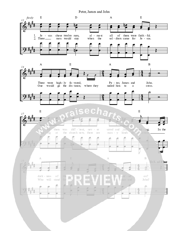 Peter James And John Choir Sheet (SATB) (Gold City)