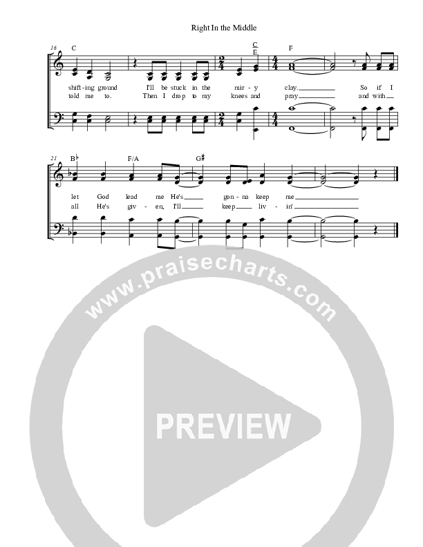 Right In The Middle Lead & Piano (Booth Bros)