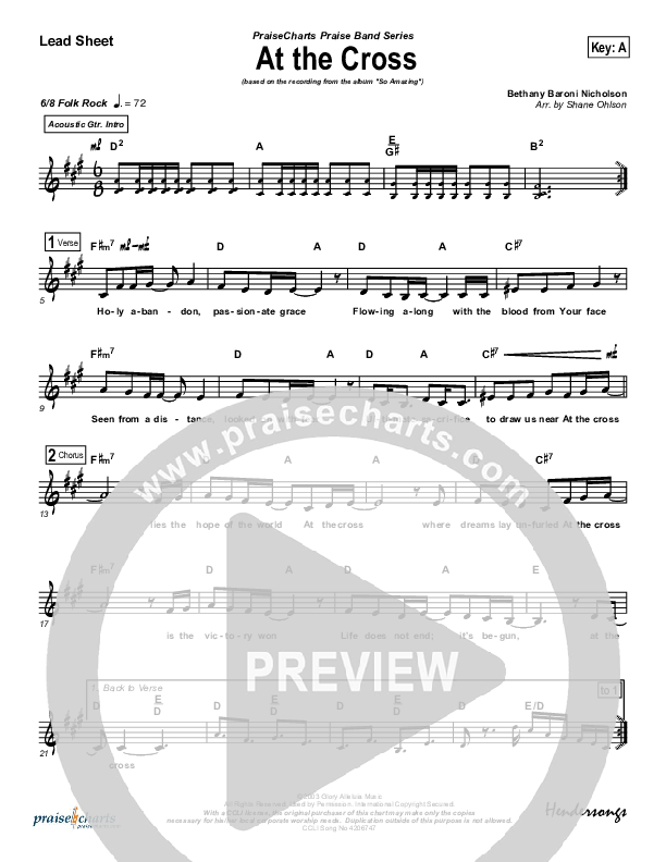 At The Cross Lead Sheet (LaMar Boschman / Susan Gray)