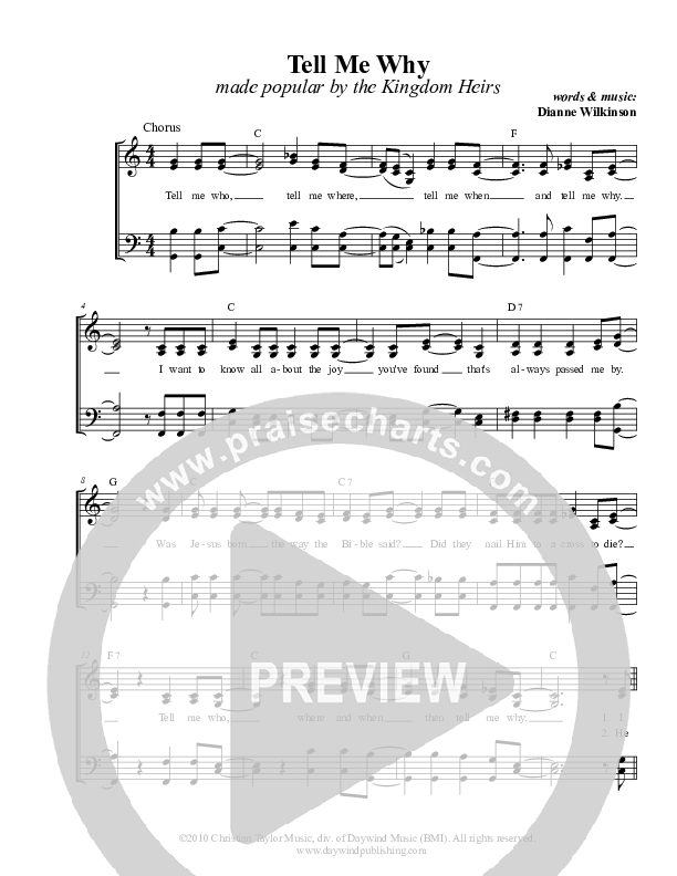 Tell Me Why Lead & Piano (Kingdom Heirs)