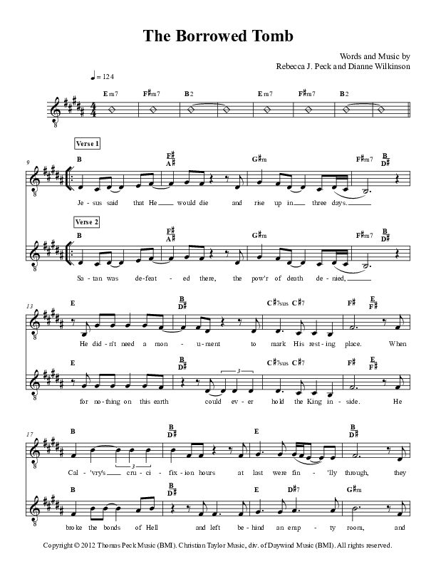 The Borrowed Tomb Lead & Piano (Kingdom Heirs)