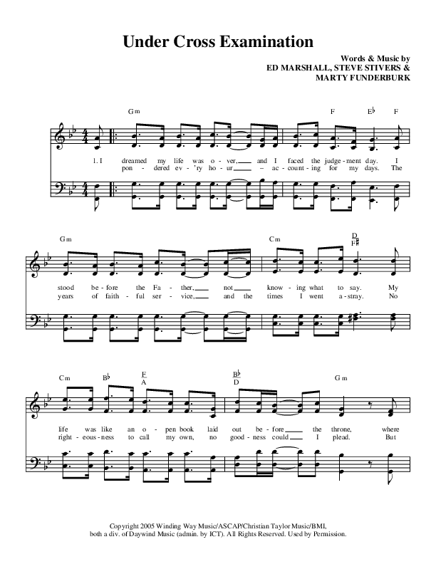 Under Cross Examination Lead & Piano (Brian Free & Assurance)