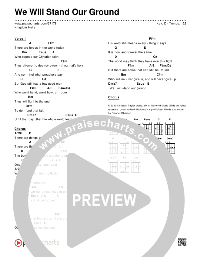 We Will Stand Our Ground Chords & Lyrics (Kingdom Heirs)