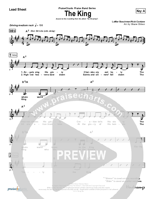 The King Lead Sheet (LaMar Boschman)