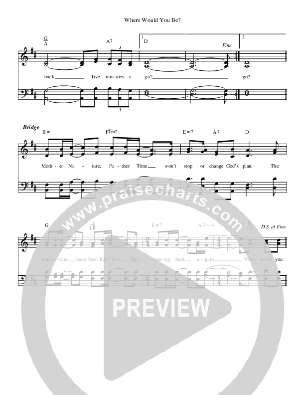 Where Would You Be Lead Sheet (SAT) (Brian Free & Assurance)