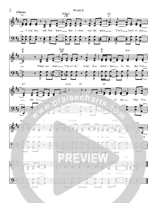 Worth It Lead Sheet (SAT) (Brian Free & Assurance)