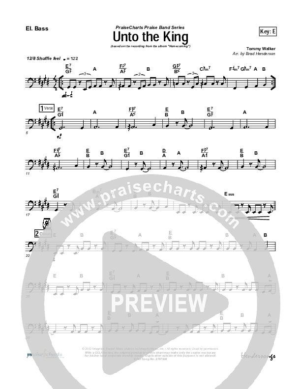 Unto The King Rhythm Chart (Tommy Walker)