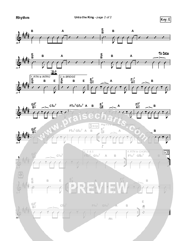 Unto The King Rhythm Chart (Tommy Walker)