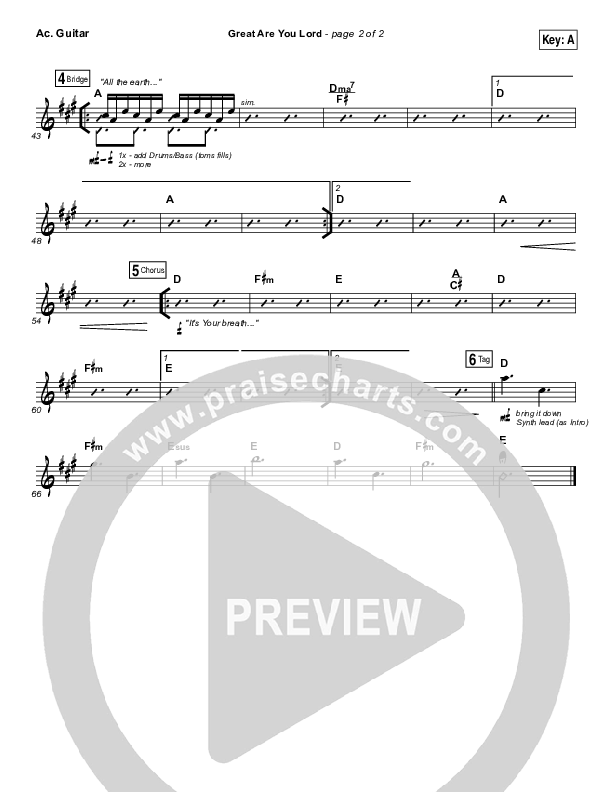 Great Are You Lord Acoustic Guitar (One Sonic Society)