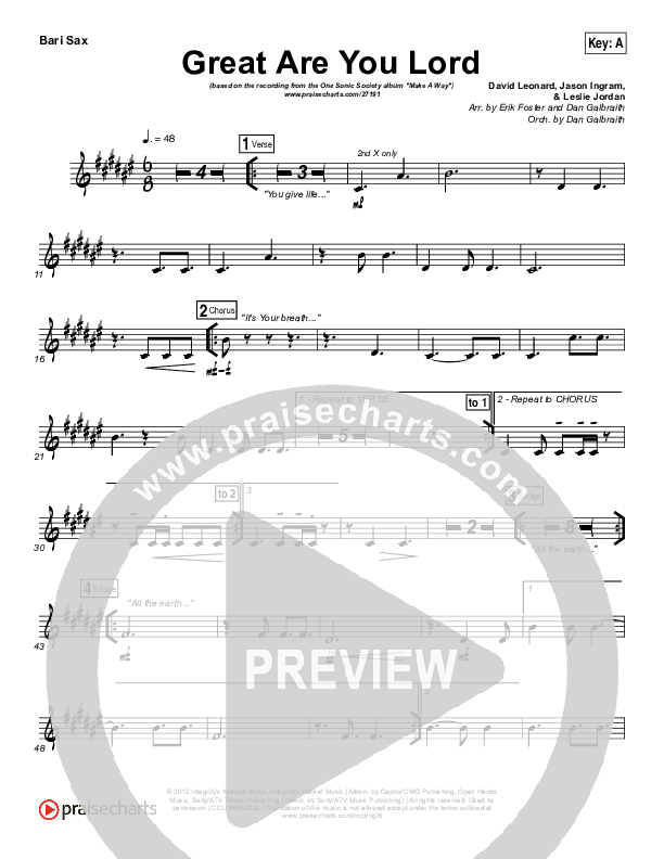 Great Are You Lord Bari Sax (One Sonic Society)