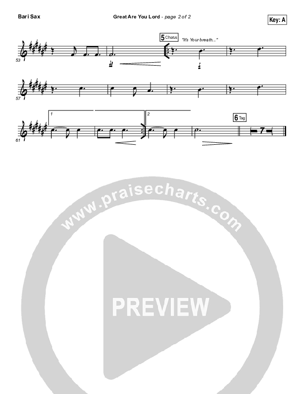 Great Are You Lord Bari Sax (One Sonic Society)