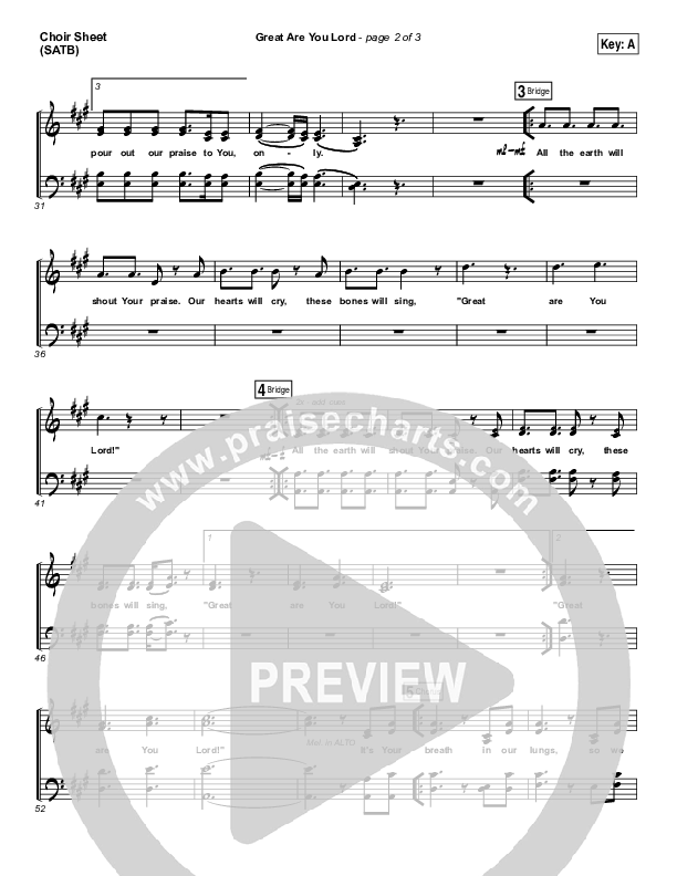 Great Are You Lord Choir Sheet (SATB) (One Sonic Society)