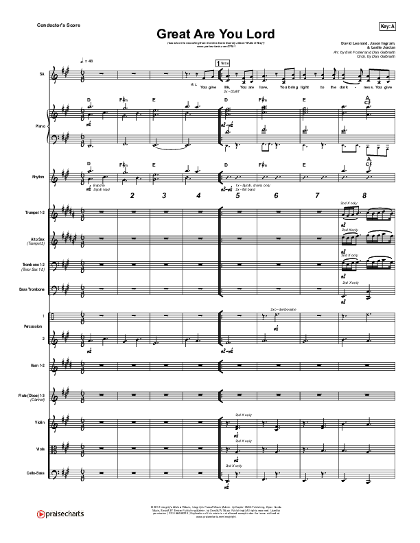 Great Are You Lord Conductor's Score (One Sonic Society)