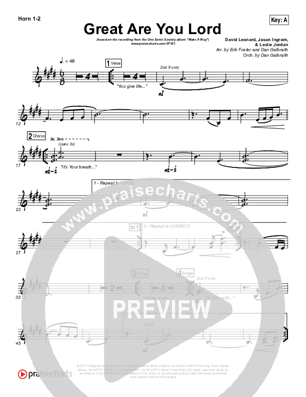 Great Are You Lord Brass Pack (One Sonic Society)