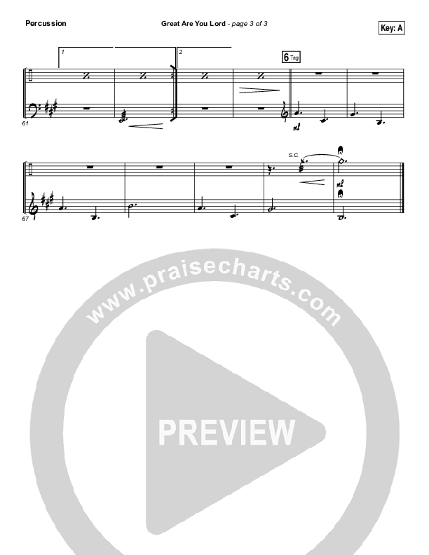 Great Are You Lord Percussion (One Sonic Society)