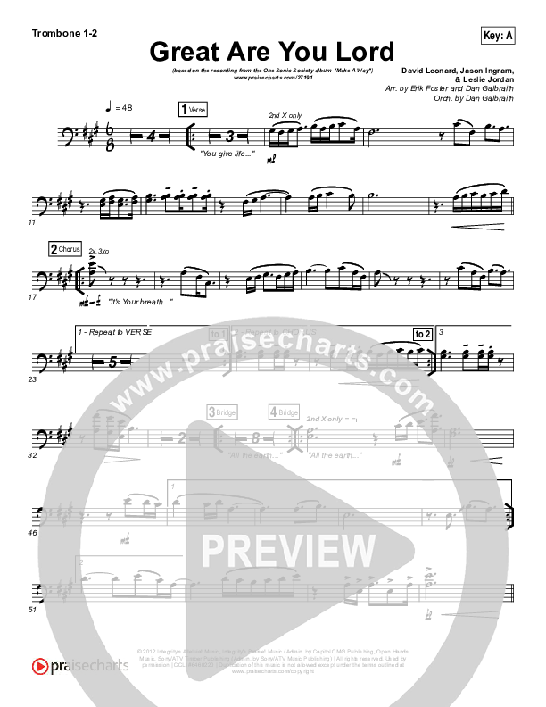 Great Are You Lord Trombone 1/2 (One Sonic Society)