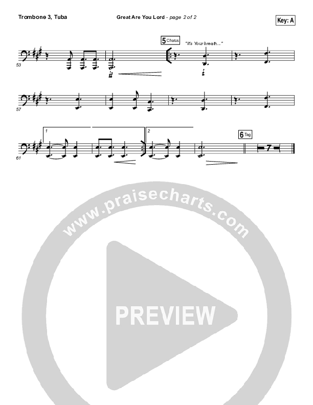 Great Are You Lord Trombone 3/Tuba (One Sonic Society)